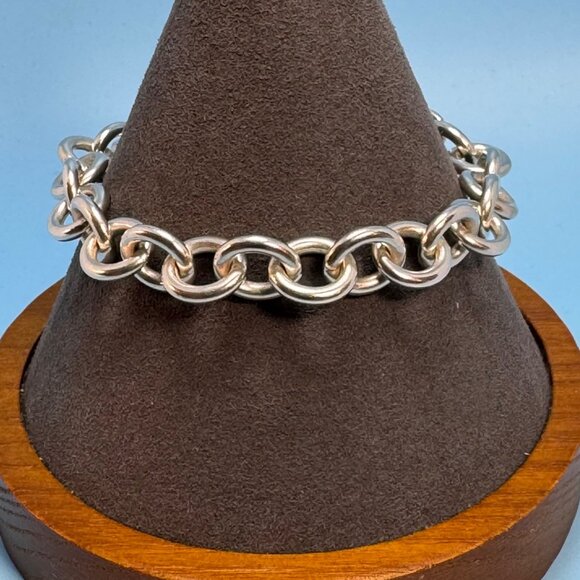 VTG Sterling Silver 925 Round Link Chain Bracelet Lobster Claw Clasp Size 7.5'' - Picture 2 of 9